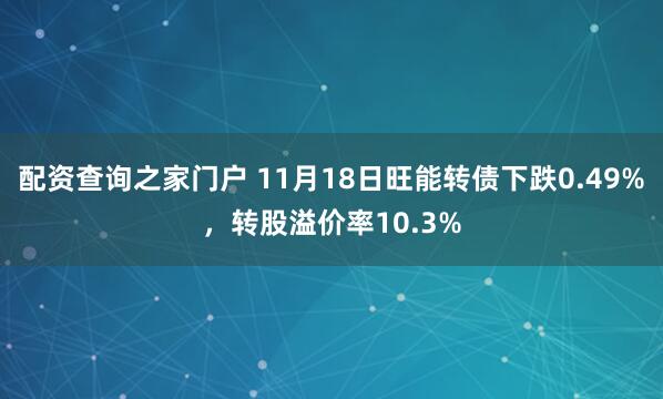 配资查询之家门户 11月18日旺能转债下跌0.49%，转股溢价率10.3%
